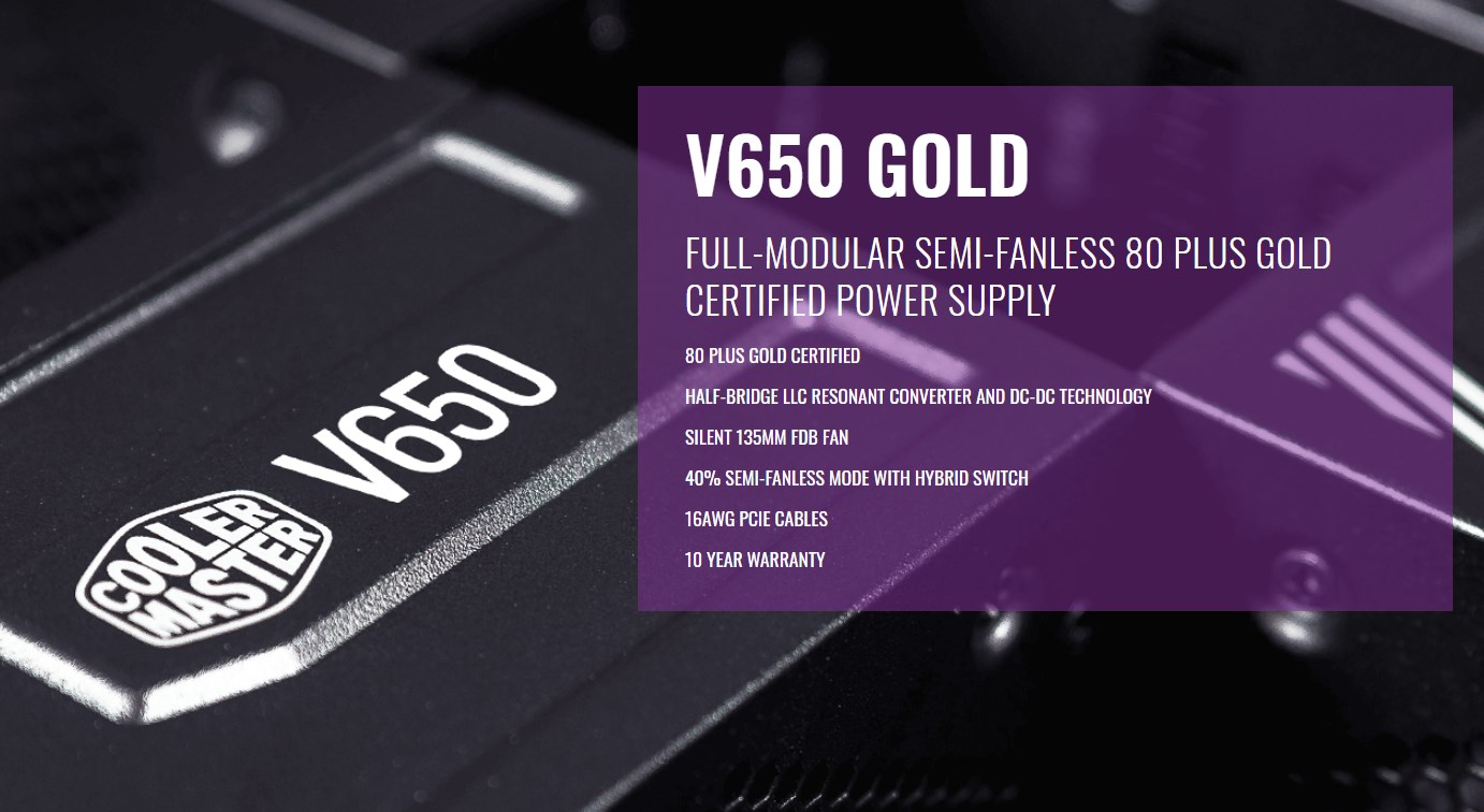 Cooler Master V650 Gold 650W 80+ Fully Modular Power Supply - Desktop Overview 1