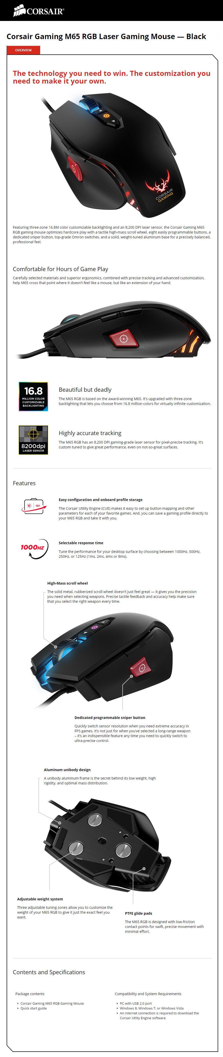 Corsair CG-M65RGB-BK Overview