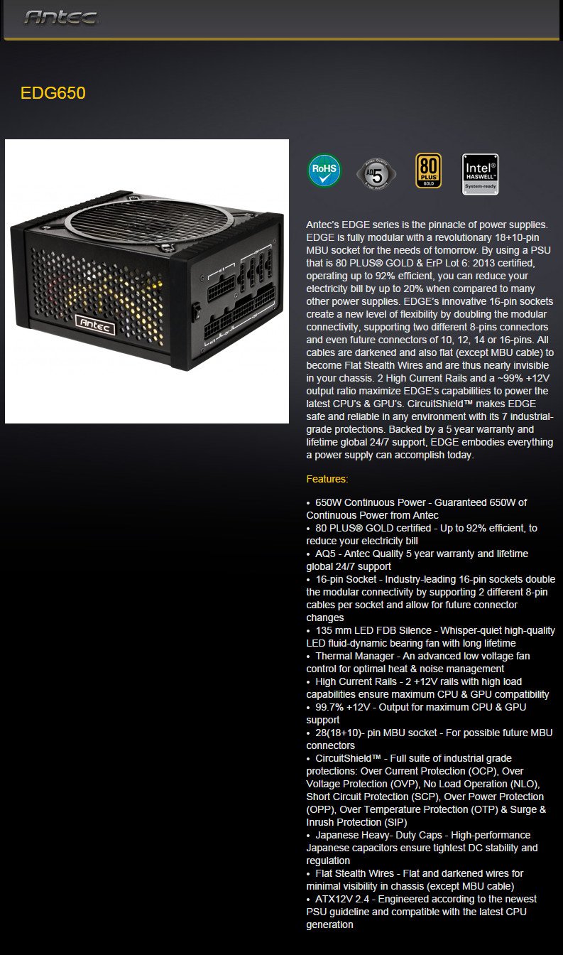Antec EDGE-650 Overview