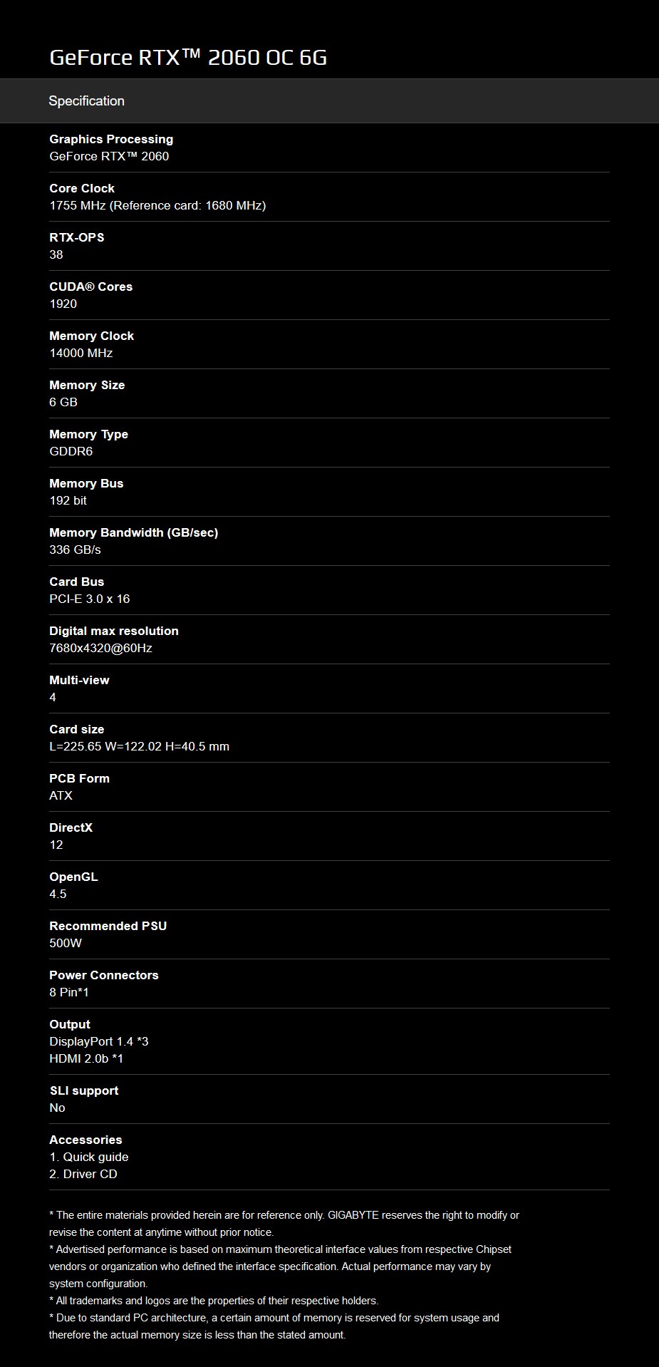 Gigabyte GeForce RTX 2060 OC 6GB Video Card - Desktop Overview 2