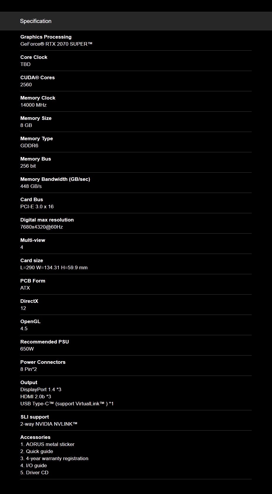 Gigabyte AORUS GeForce RTX 2070 SUPER 8GB Video Card - Overview 2