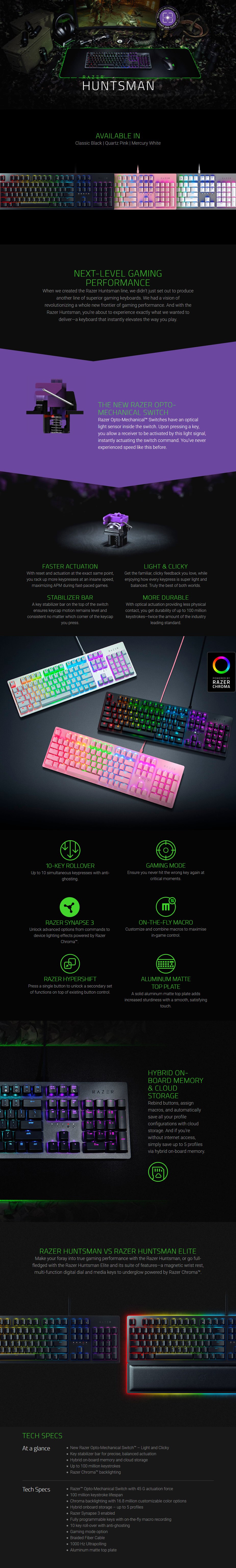 Razer Huntsman Opto-Mechanical Gaming Keyboard - Quartz - Overview 1
